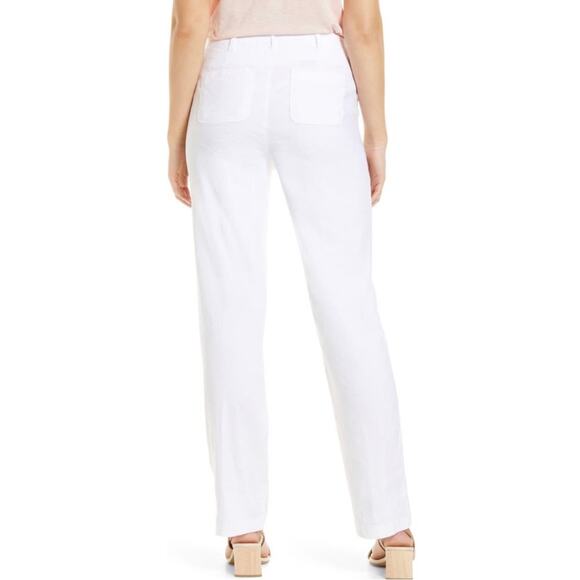 NYDJ Marilyn Trouser Stretch Linen Optic White Pants Women’s Size 16 NWT - Picture 3 of 9